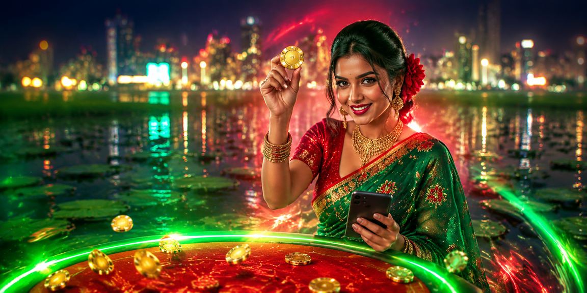 বাংলাদেশে শাড়ি পরা তরুণী আন্দার বাহার কার্ড গেম খেলছেন
